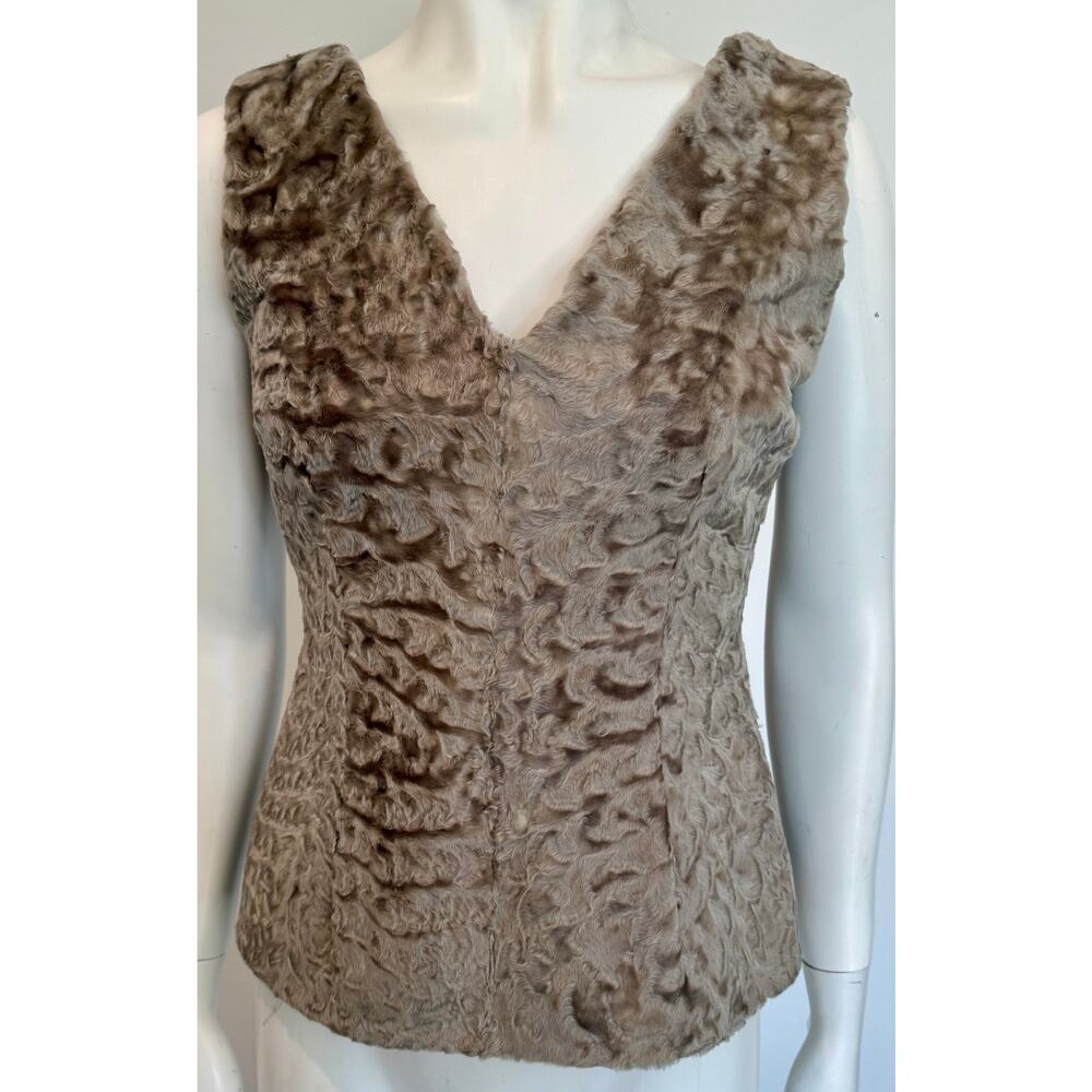 F/W 1998 Dolce & Gabbana Runway Genuine Astrakhan Lamb Shearling Sleeveless Top